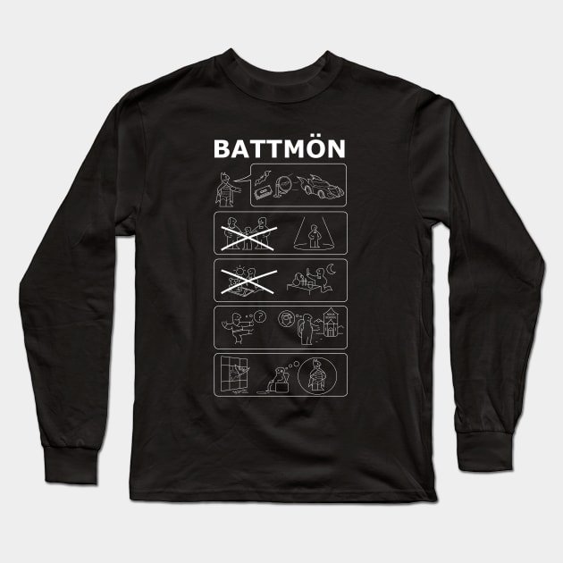 Battmön: IKEA origins (White Ink) Long Sleeve T-Shirt by downersteve